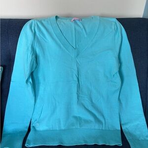 Lilly Pulitzer Turquoise V-Neck Sweater